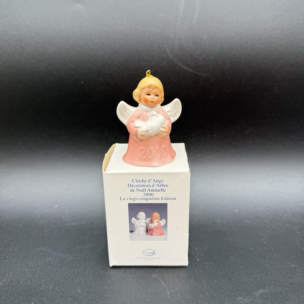 2000 Goebel Angel Bell Ornament Angel With Dove-Pink - Boxed 3963704 EUC